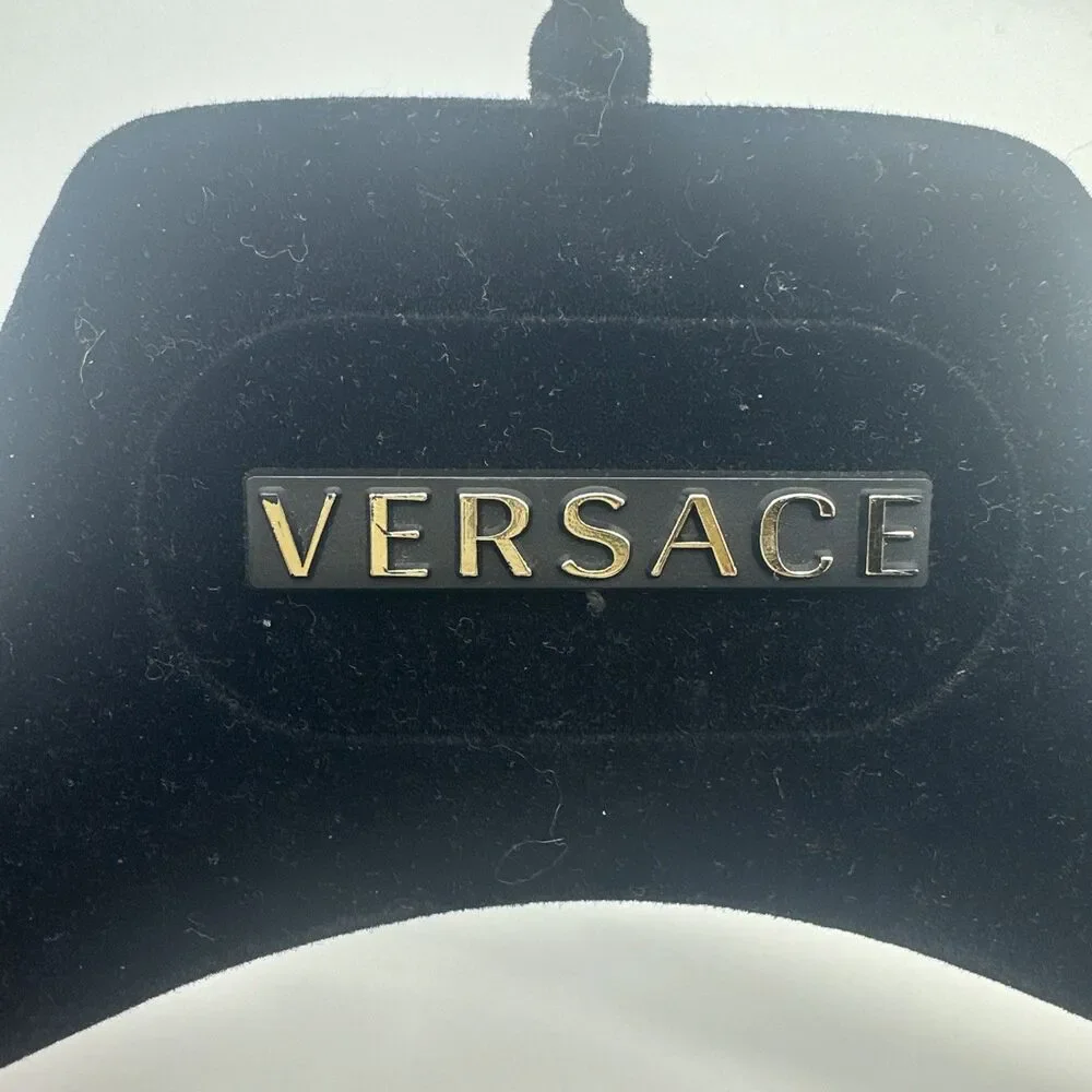 Versace Black Velvet Suit Coat Hanger Gold Logo Luxury Designer